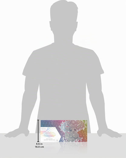 Pokémon GCC: Super Premium-Kollektion Scharlachrot und Violett – Prismatische Entwicklungen – eine holografische Promokarte in voller Länge, EIN weicher von Eevee inspirierter Deckhalter und 15