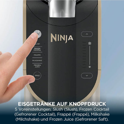 Ninja SLUSHi Maschine für Slush, Eis-Cocktails, Frappé, Milchshakes &amp; gefrorenen Saft, ohne Eis oder Vorbereitungsaufwand, WhisperChill-Technology, fasst 1,9 L, Stone Gold, FS301EUSTGD