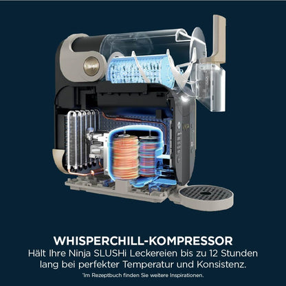 Ninja SLUSHi Maschine für Slush, Eis-Cocktails, Frappé, Milchshakes &amp; gefrorenen Saft, ohne Eis oder Vorbereitungsaufwand, WhisperChill-Technology, fasst 1,9 L, Stone Gold, FS301EUSTGD