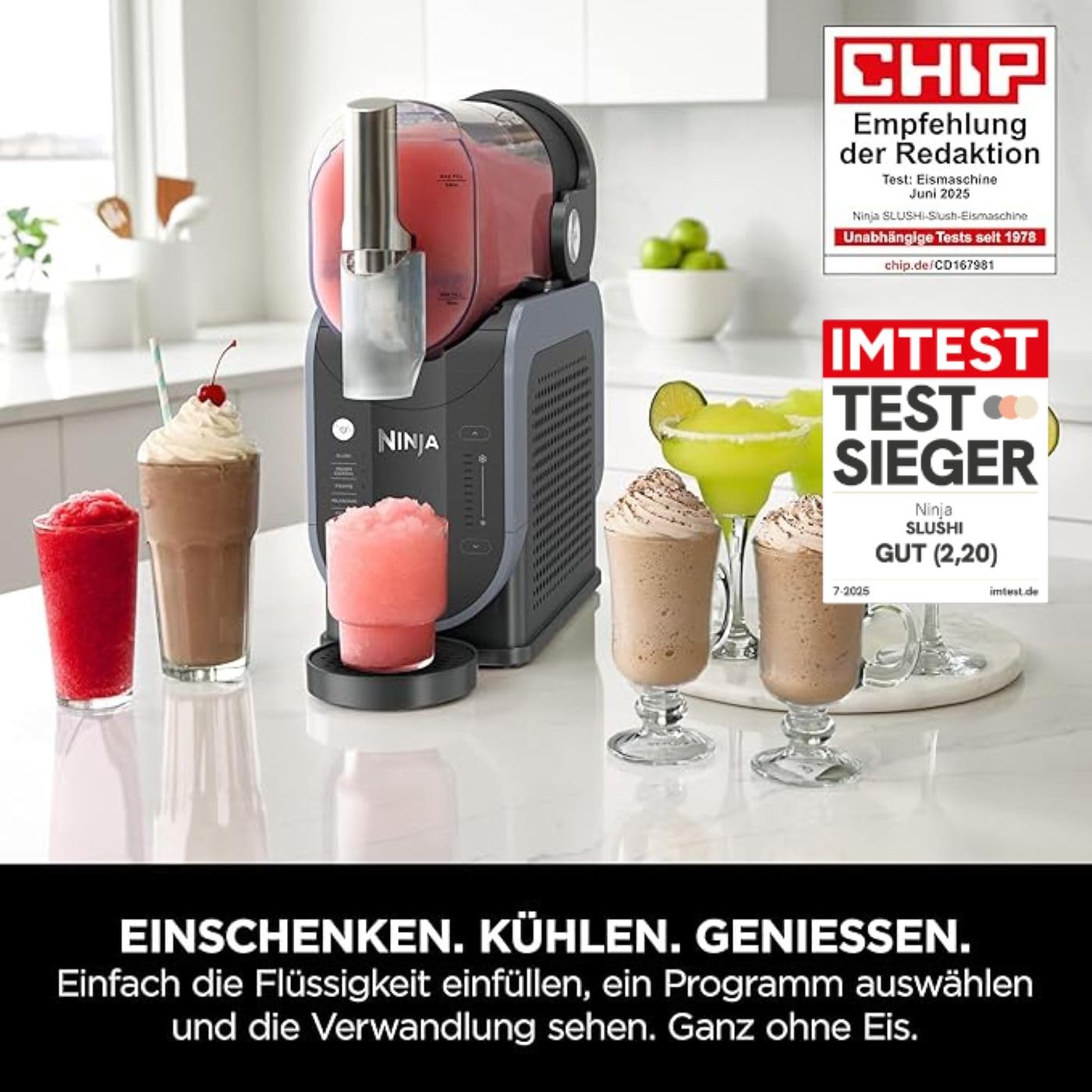 Ninja SLUSHi Maschine für Slush, Eis-Cocktails, Frappé, Blau &amp; Grau FS301EU