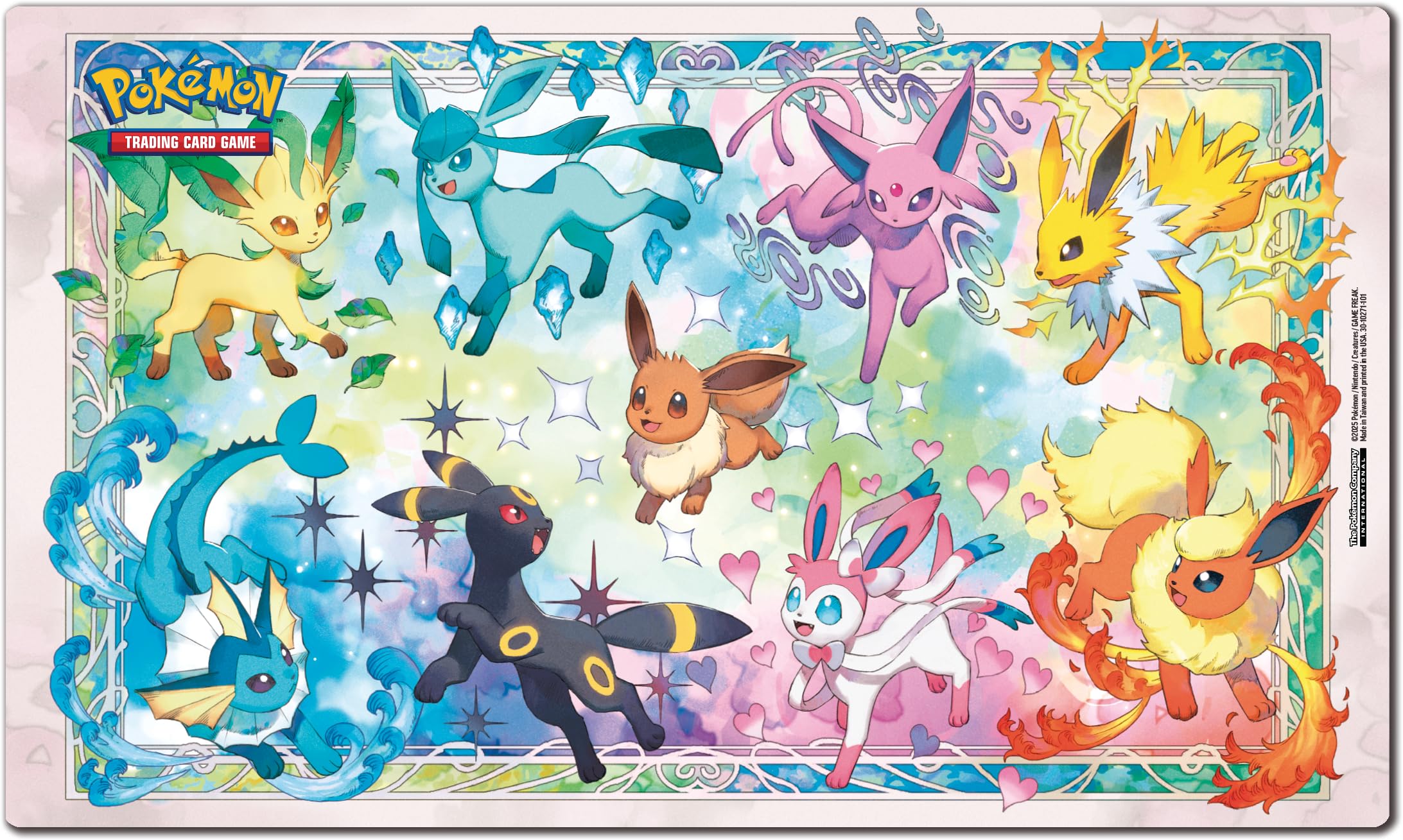 Pokémon GCC: Super Premium-Kollektion Scharlachrot und Violett – Prismatische Entwicklungen – eine holografische Promokarte in voller Länge, EIN weicher von Eevee inspirierter Deckhalter und 15