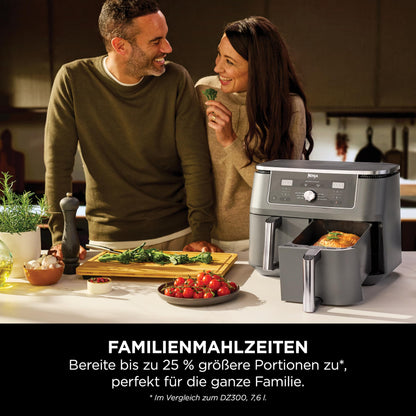 Ninja Dual Zone Digital Air Fryer, 2 Schubladen, Metallic Grau DZ400EU