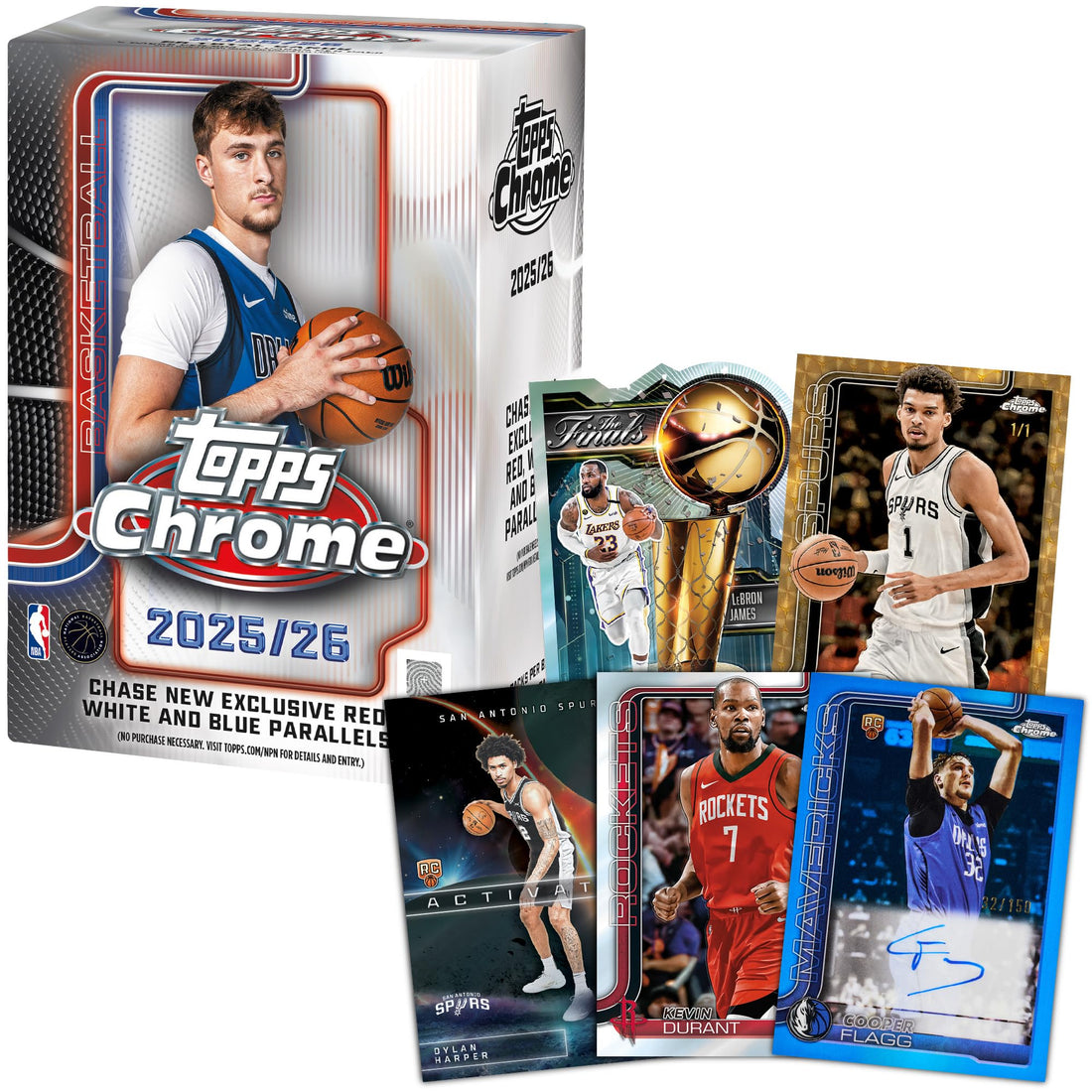Topps 2025-26 Chrom-Basketball, werksseitig versiegelt, Vorteilsbox