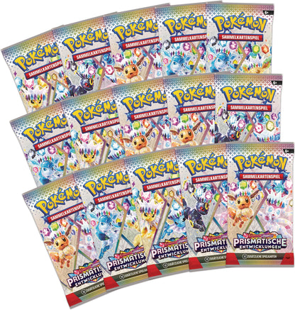 Pokémon-Sammelkartenspiel: Super-Premium-Kollektion Karmesin &amp; Purpur – Prismatische Entwicklungen (1 holografische Vollbild-Promokarte,1 Flauschige Evoli-Deckbox &amp; 15 Boosterpacks)
