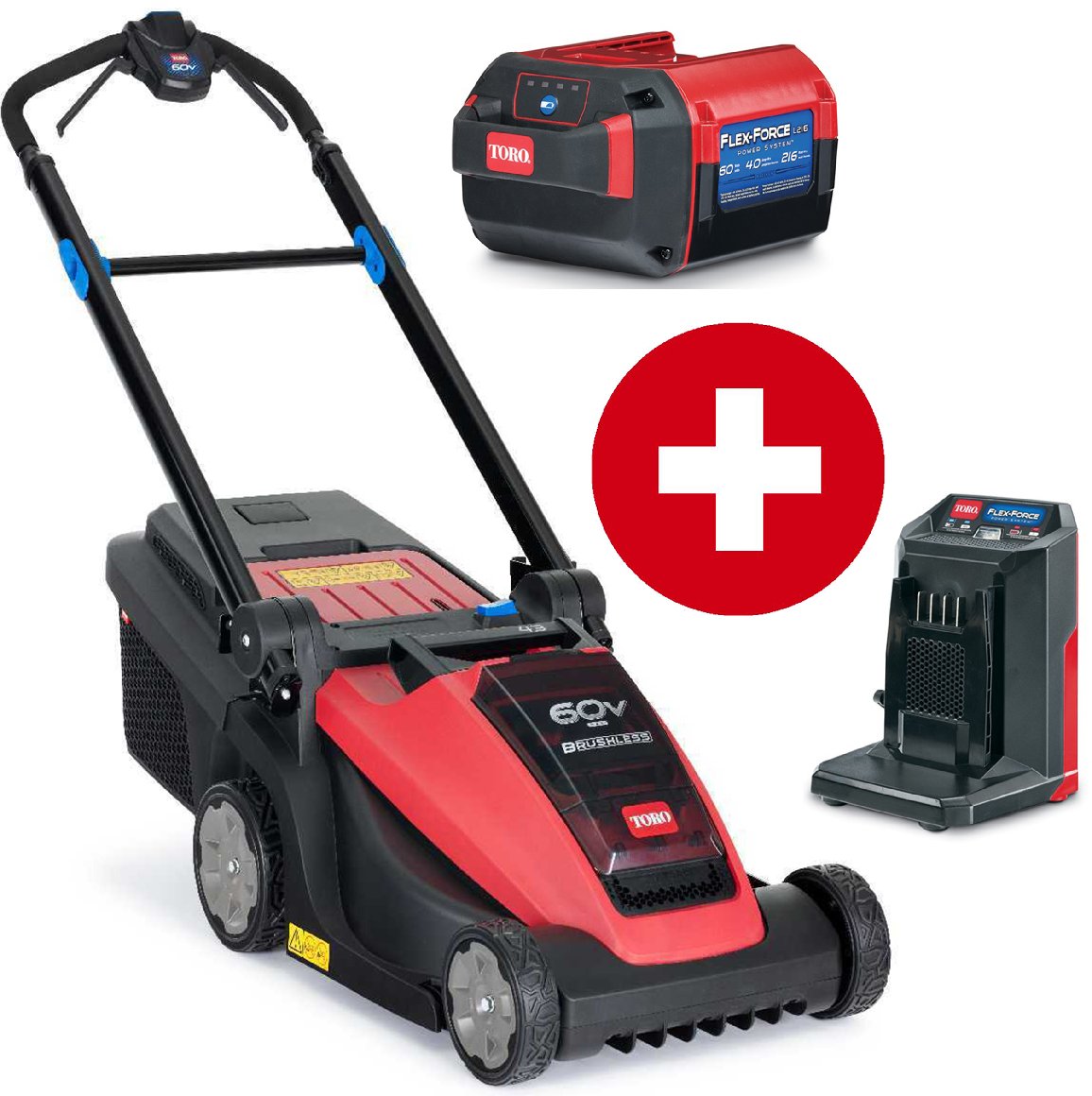Toro Akku-Rasenmäher eMulticycler eL43PST 43 cm Rasenmäher - Set mit 4 Ah Akku und Ladegerät